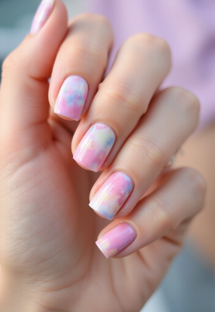 20 Vibrant Summer Nail Designs That Will Make Your Friends Green with Envy! - 15. Tie-Dye Watercolor