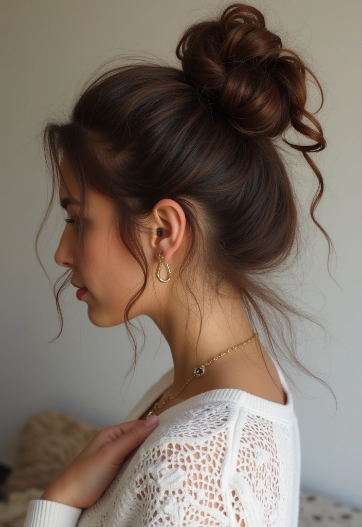 21 Stunning Curly Hairstyles That Will Make You Flaunt Your Curls! - 7. Messy Bun with Curls