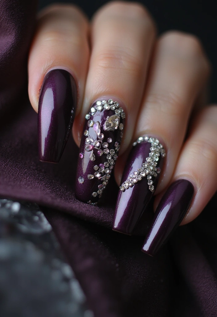 13 Stunning Goth Nail Designs for 2025 That Will Make You Stand Out! - 11. Crystal Embellishments
