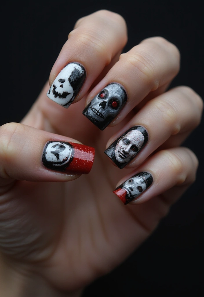 13 Stunning Goth Nail Designs for 2025 That Will Make You Stand Out! - 13. Horror Movie Inspirations
