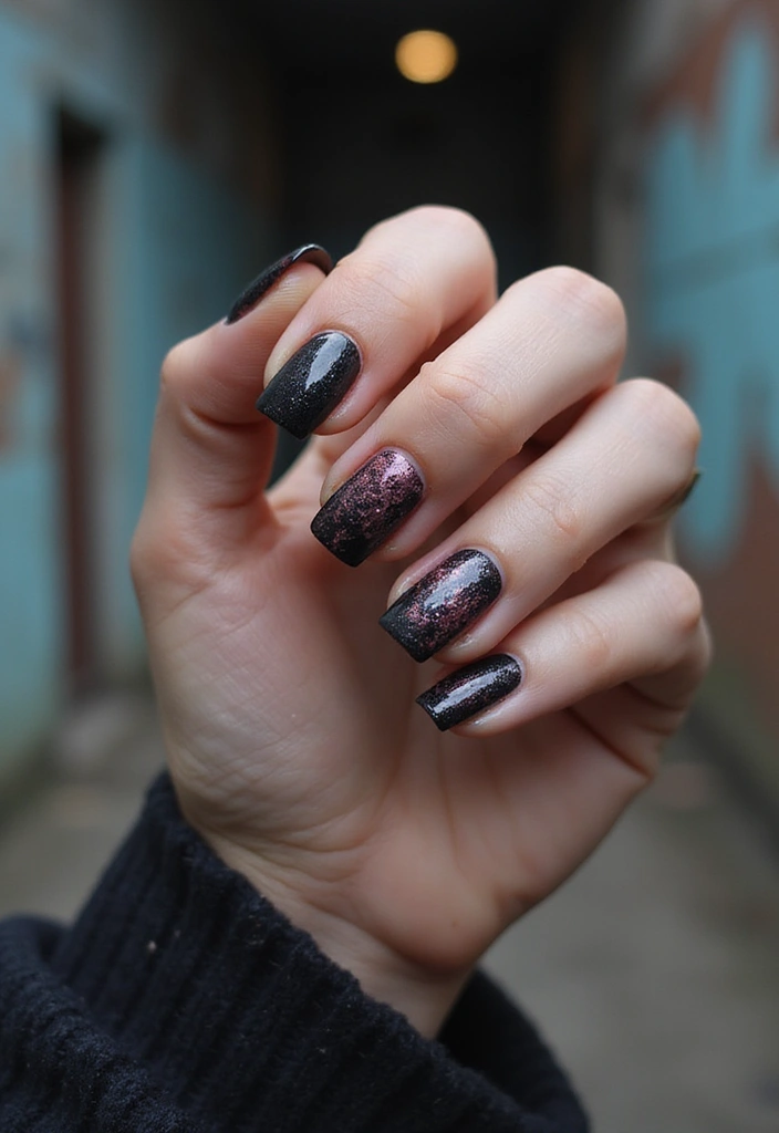 13 Stunning Goth Nail Designs for 2025 That Will Make You Stand Out! - 6. Grunge Texture