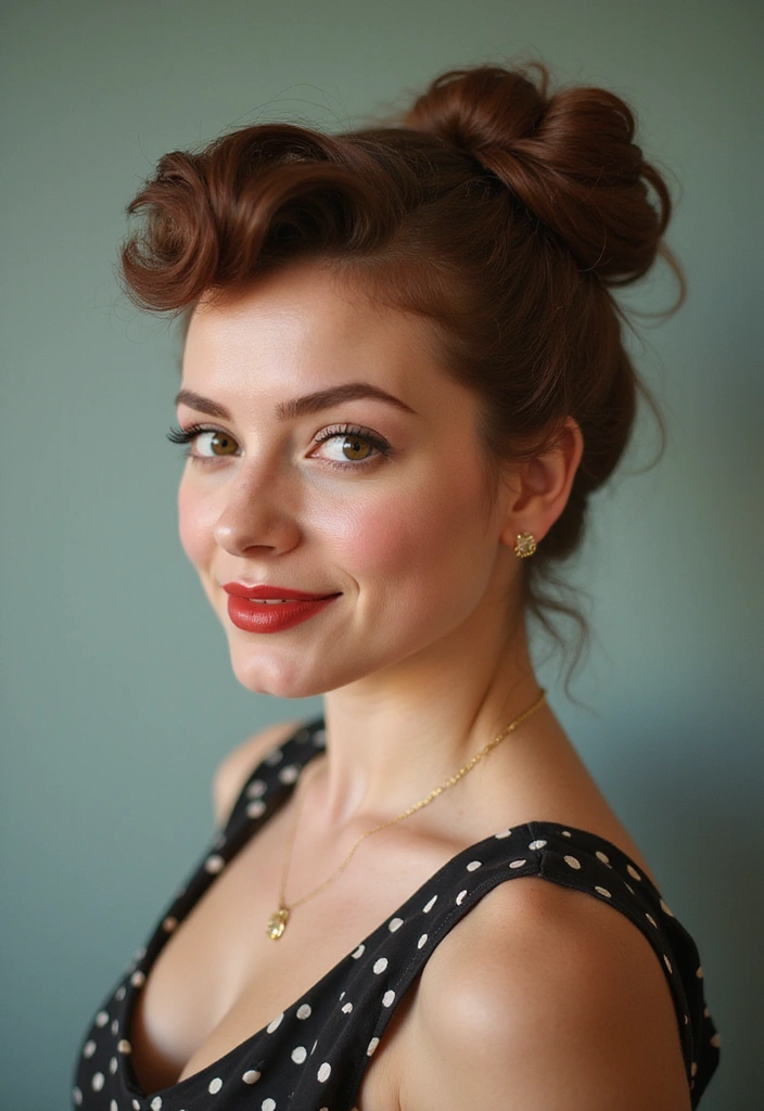 15 Elegant Updo Hairstyles That Will Make You the Star of Any Event (You’ll Love #8!) - 10. Pin-Up Style Updo