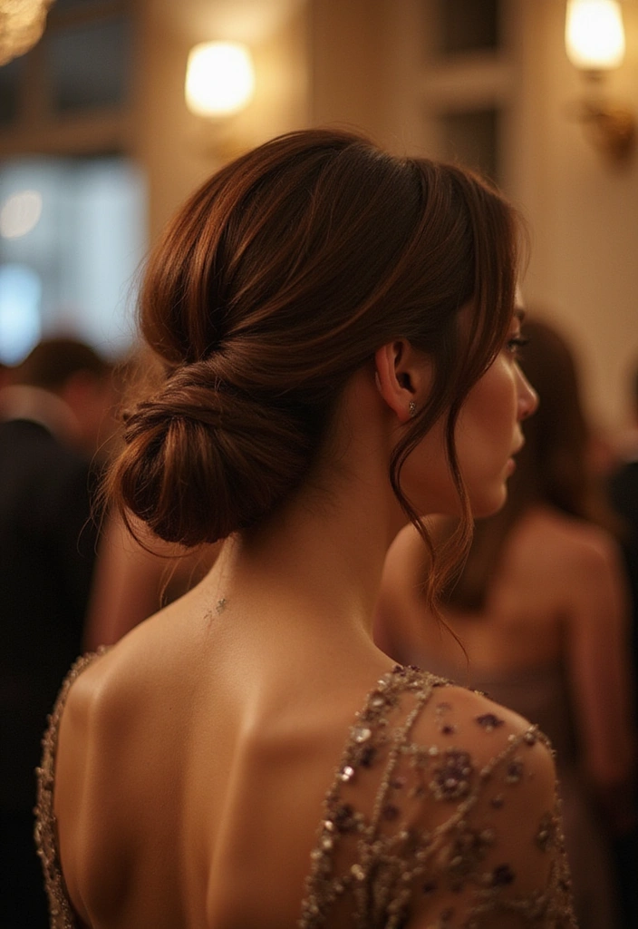 15 Elegant Updo Hairstyles That Will Make You the Star of Any Event (You’ll Love #8!) - 5. Low Bun with Side Sweep