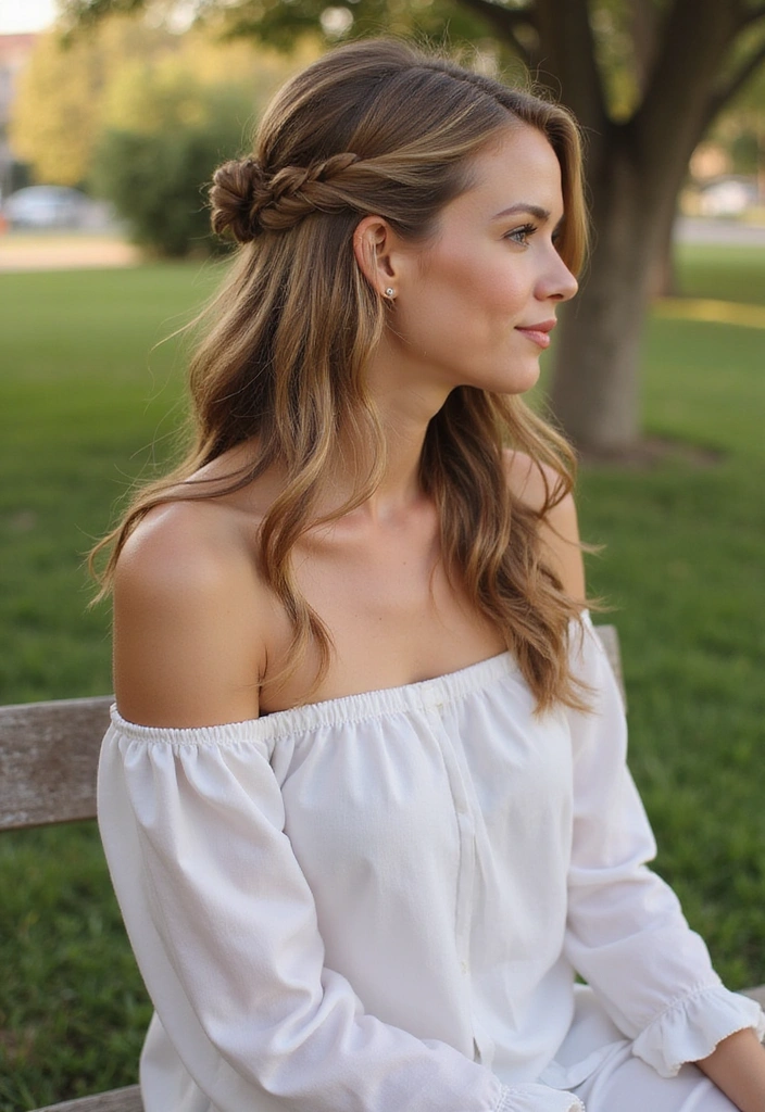 15 Elegant Updo Hairstyles That Will Make You the Star of Any Event (You’ll Love #8!) - 9. Half-Up, Half-Down Twist