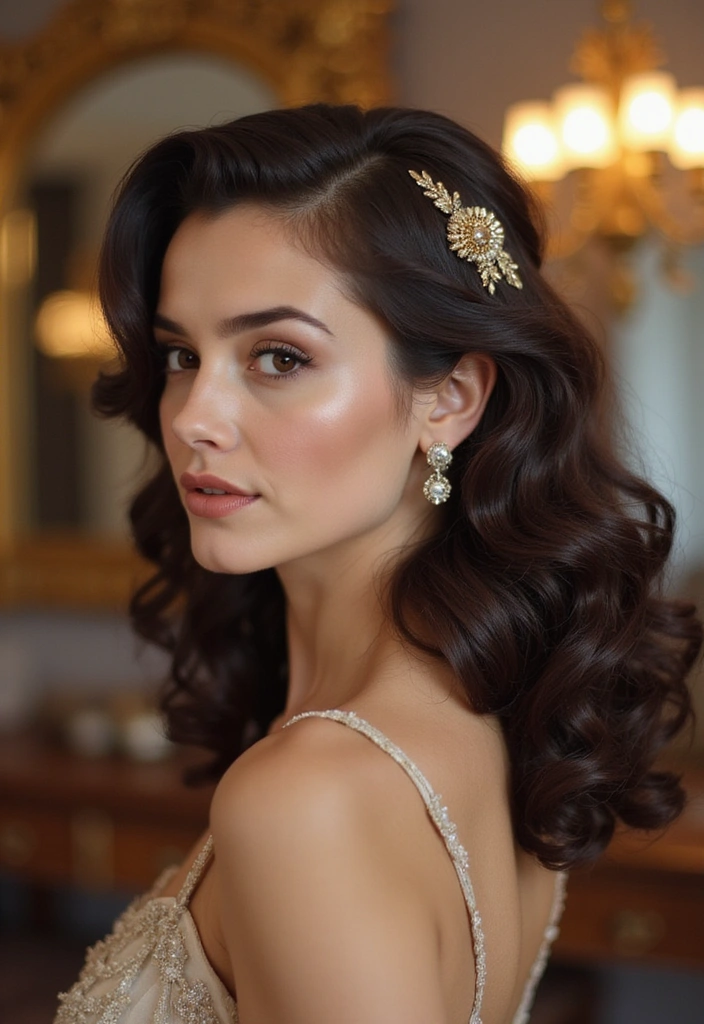 15 Jaw-Dropping Updo Hairstyles for Weddings (You’ll Want to Copy #7!) - 4. Vintage Hollywood Waves