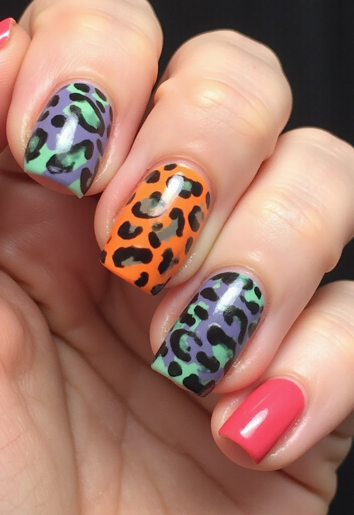 15 Trendy Animal Print Nail Designs to Make Heads Turn in 2025! - 10. Colorful Animal Print Accents