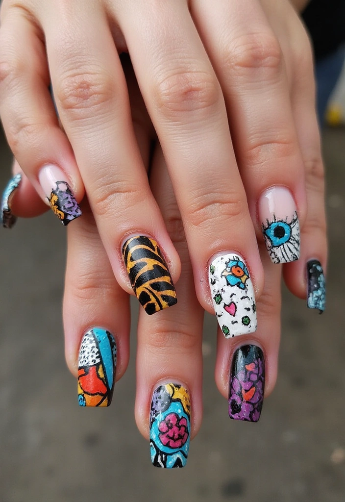 15 Trendy Animal Print Nail Designs to Make Heads Turn in 2025! - 13. Artistic Animal Print Nail Art