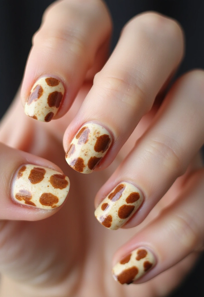 15 Trendy Animal Print Nail Designs to Make Heads Turn in 2025! - 5. Fun Giraffe Spots