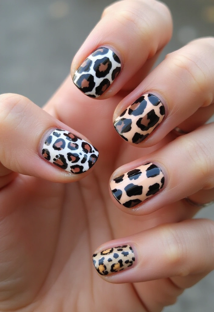 15 Trendy Animal Print Nail Designs to Make Heads Turn in 2025! - 8. Retro Animal Print Mash-up