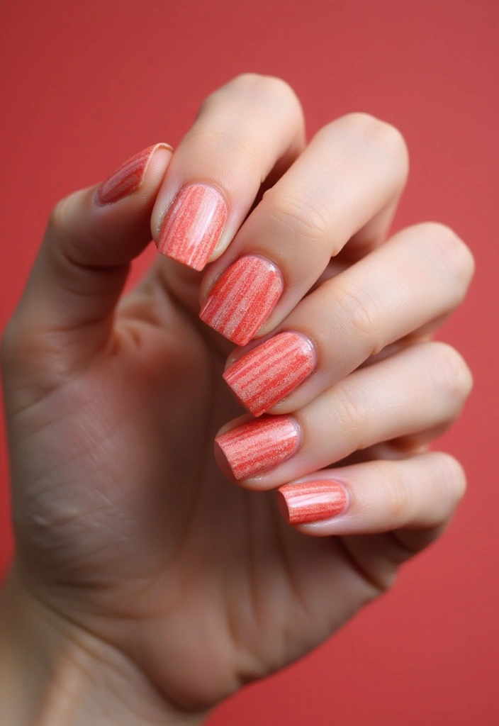 15 Trendy Coral Nails You Can Do at Home (You'll Be Obsessed with #7!) - 10. Coral Stripes