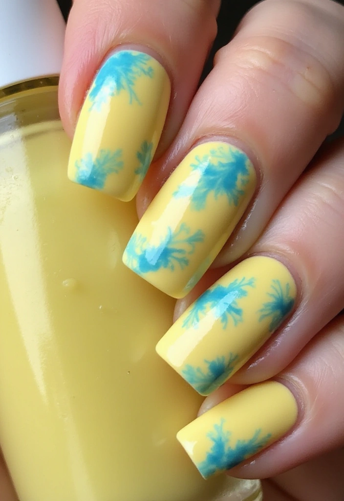 20 Lemon and Blue Nail Designs That Will Make You Squeeze for Joy! ππ - 1. Classic Lemonade Swirl
