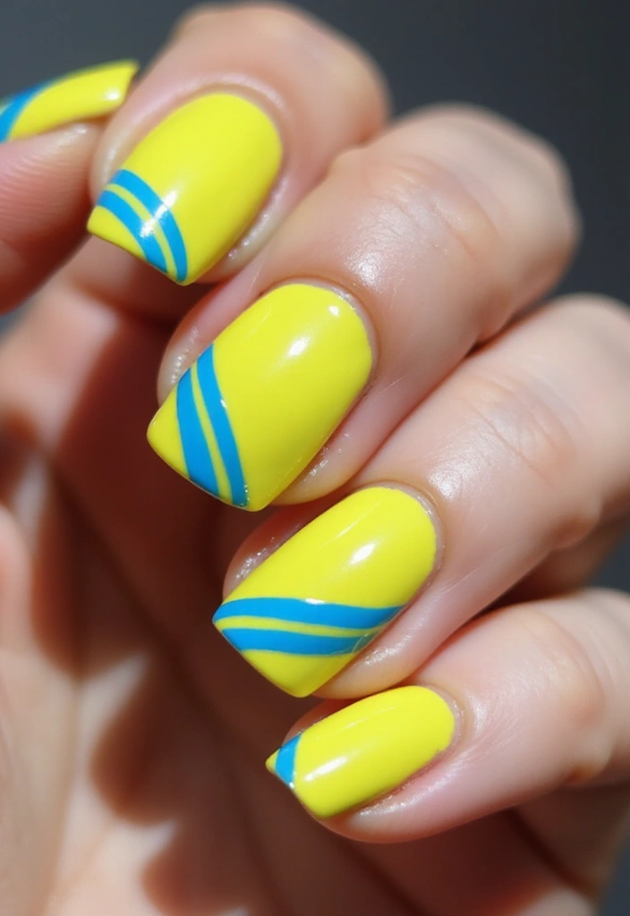 20 Lemon and Blue Nail Designs That Will Make You Squeeze for Joy! ππ - 14. Lemon Sporty