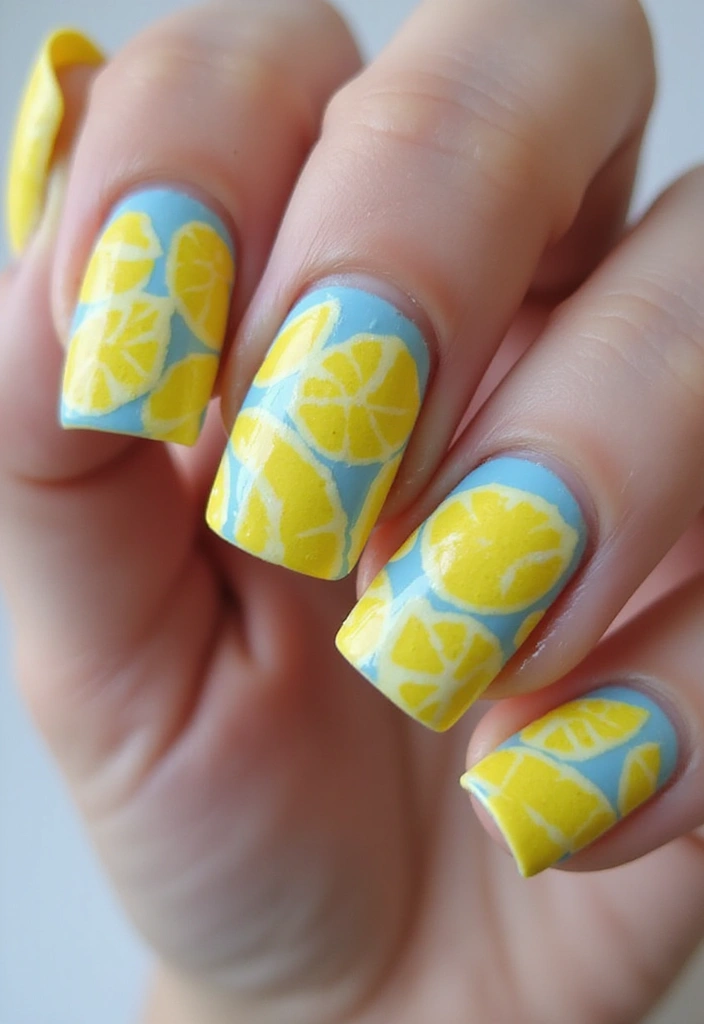 20 Lemon and Blue Nail Designs That Will Make You Squeeze for Joy! ππ - 15. Lemon Dreams