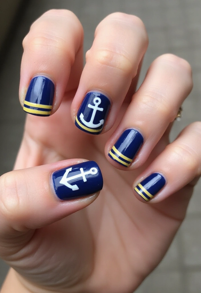 20 Lemon and Blue Nail Designs That Will Make You Squeeze for Joy! ππ - 6. Nautical Lemon