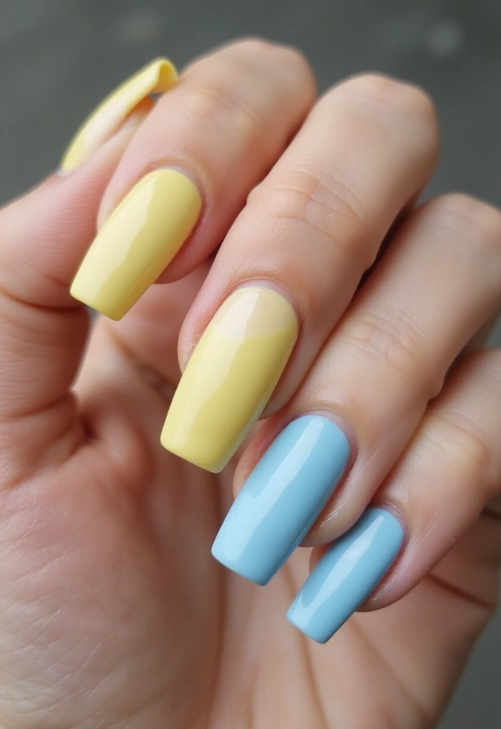 20 Lemon and Blue Nail Designs That Will Make You Squeeze for Joy! ππ - 7. Lemon & Blue Ombre
