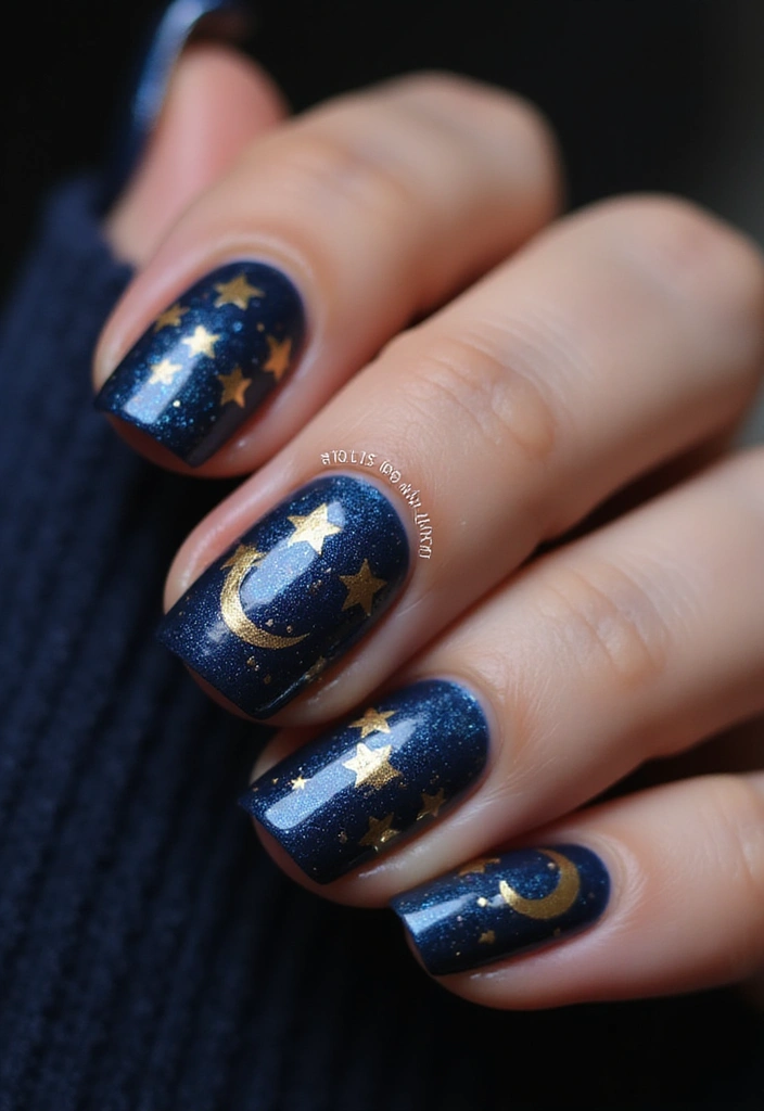 20 Metallic Nail Trends for 2025 That Will Leave You Breathless! - 17. Celestial Metallics: Starry Nights