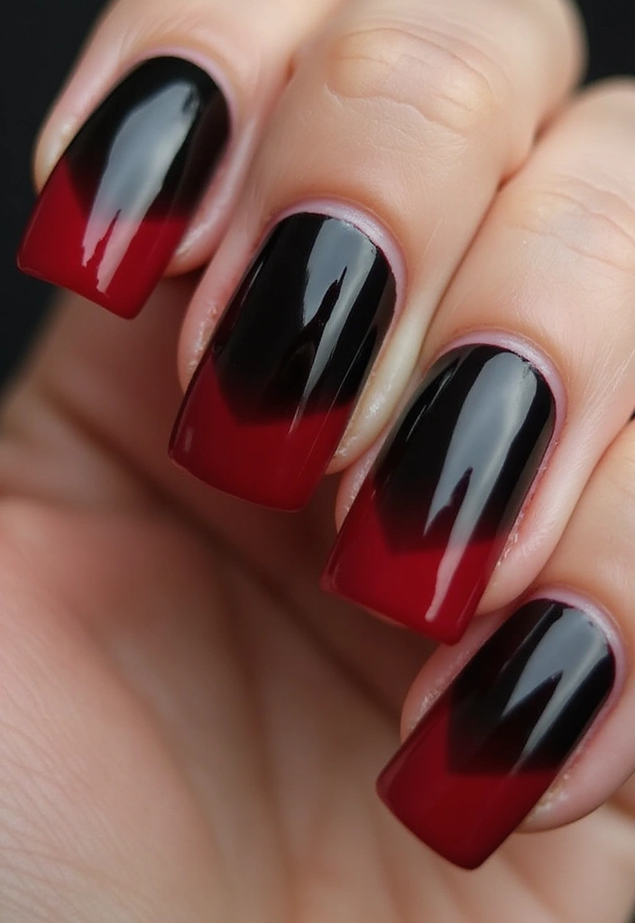 20 Stylish Black and Red Nail Designs That Will Turn Heads in 2025! - 1. Classic Ombre
