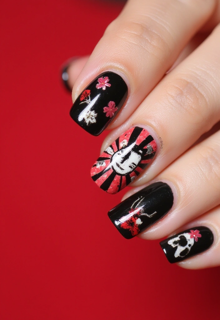 20 Stylish Black and Red Nail Designs That Will Turn Heads in 2025! - 10. Pop Art Inspiration