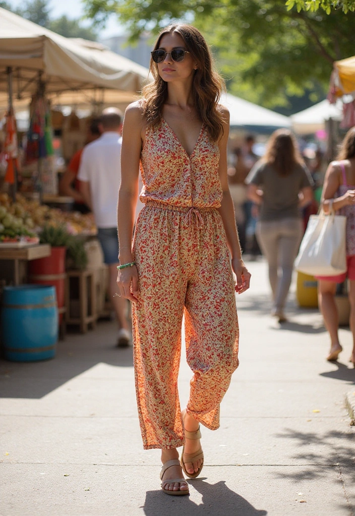22 Street Style Outfits That’ll Make You the Trendsetter of Your Crew (You Won't Believe #10!) - 12. Comfortable Sandals with a Summer Jumpsuit