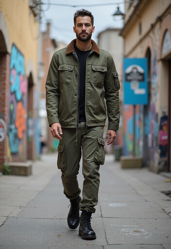 22 Street Style Outfits That’ll Make You the Trendsetter of Your Crew (You Won't Believe #10!) - 14. Edgy Streetwear with Cargo Pants and Combat Boots