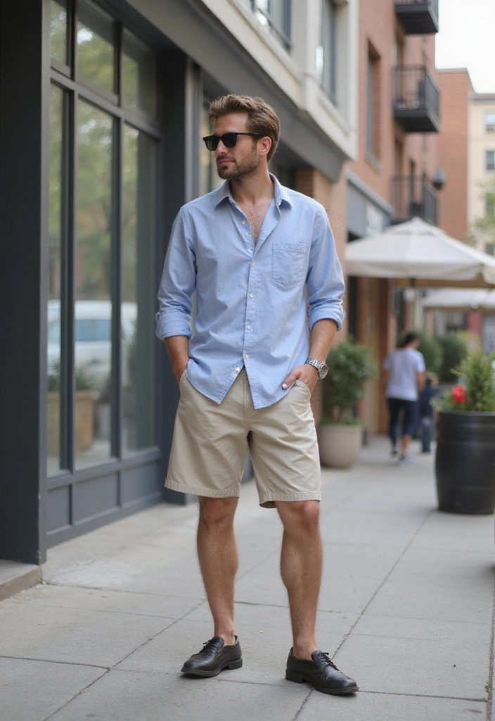 22 Street Style Outfits That’ll Make You the Trendsetter of Your Crew (You Won't Believe #10!) - 22. Smart Casual with Tailored Shorts and Button-Up