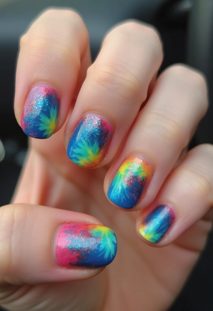 25 Mind-Blowing Nail Designs You Can Totally DIY at Home (You Won't Believe #13!) - 7. Tie-Dye Fun