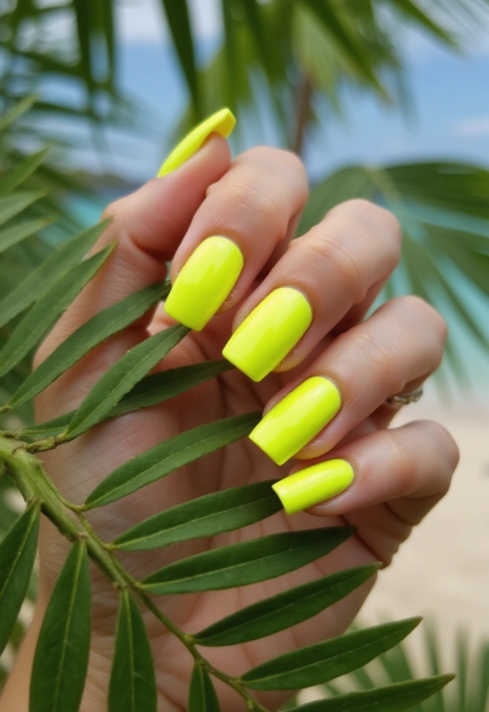 Discover the 12 Most Vibrant Summer Nail Colors for 2025—#7 is a Must-Try! - 1. Electric Neon Yellow