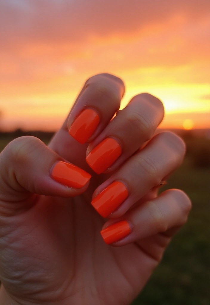 Discover the 12 Most Vibrant Summer Nail Colors for 2025—#7 is a Must-Try! - 4. Sunset Orange