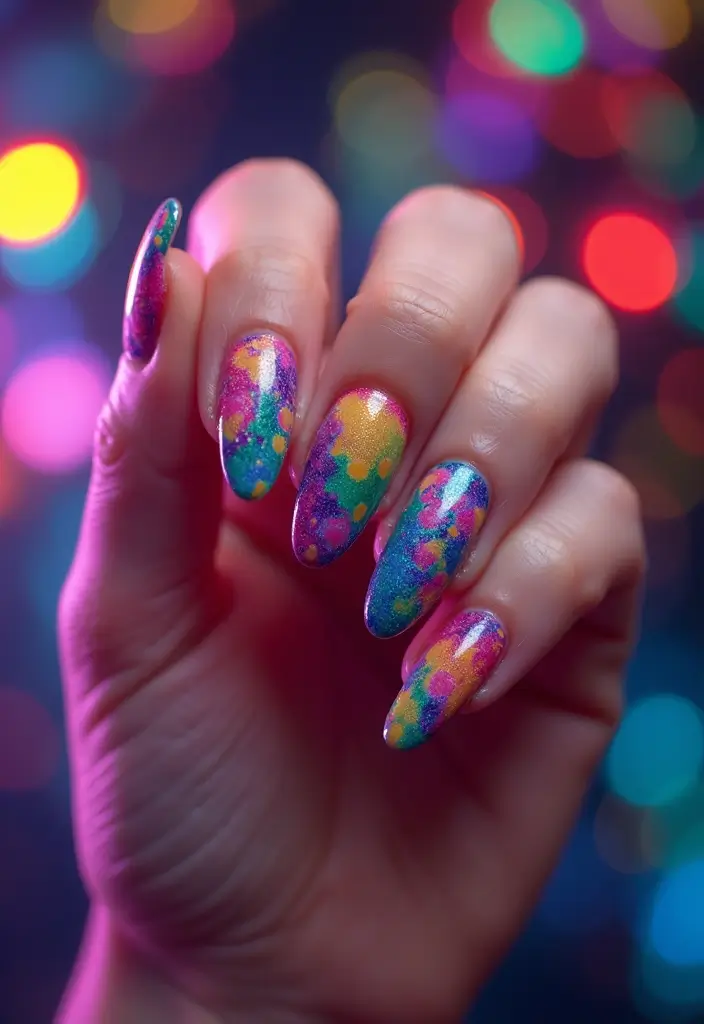 15 Diseños de Uñas de Discoteca que Te Dejarán Sin Aliento (¡No podrás elegir solo uno!) - 10. Psychedelic Patterns