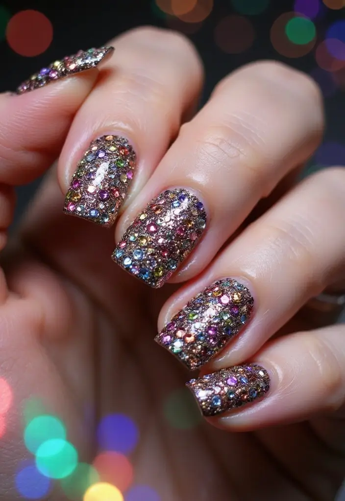 15 Diseños de Uñas de Discoteca que Te Dejarán Sin Aliento (¡No podrás elegir solo uno!) - 15. Dazzling Rhinestones