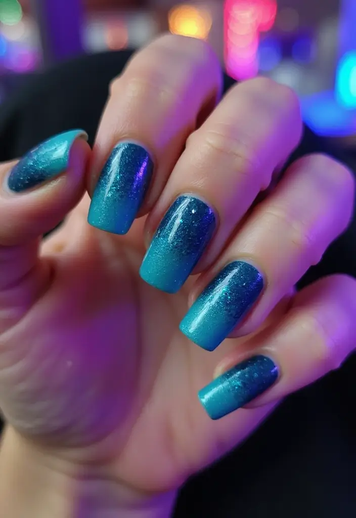 15 Diseños de Uñas de Discoteca que Te Dejarán Sin Aliento (¡No podrás elegir solo uno!) - 4. Ombre Sparkle