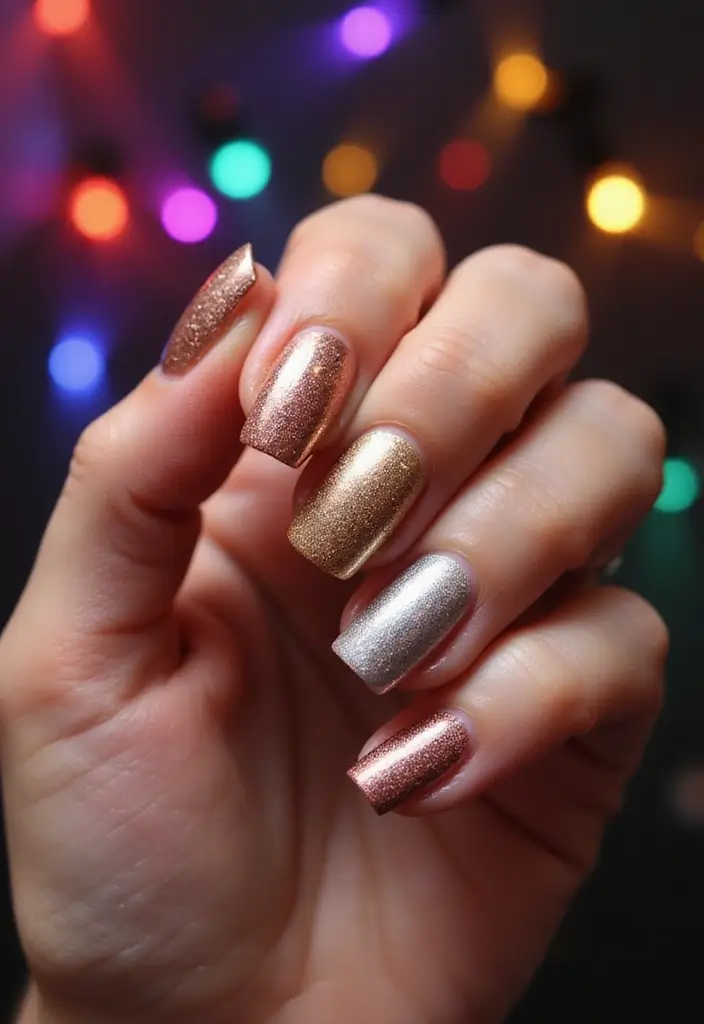 15 Diseños de Uñas de Discoteca que Te Dejarán Sin Aliento (¡No podrás elegir solo uno!) - 5. Metallic Dreams