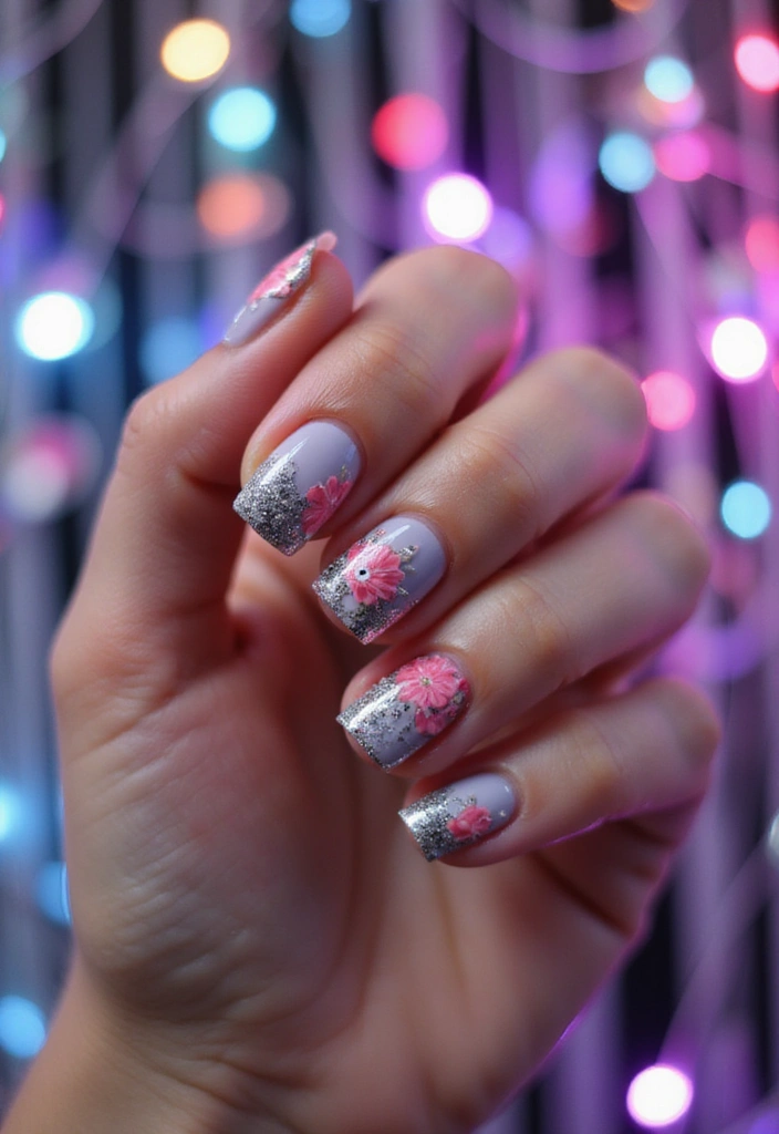 15 Diseños de Uñas de Discoteca que Te Dejarán Sin Aliento (¡No podrás elegir solo uno!) - 6. Floral Fantasy
