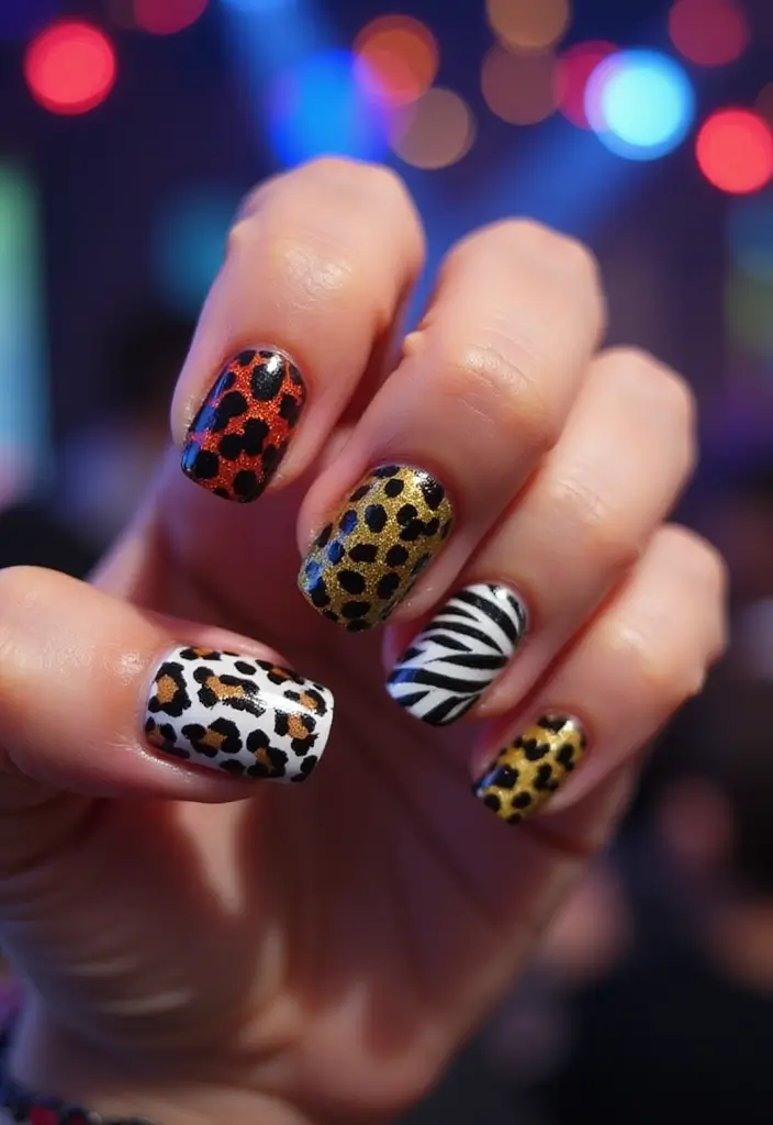 15 Diseños de Uñas de Discoteca que Te Dejarán Sin Aliento (¡No podrás elegir solo uno!) - 8. Animal Print