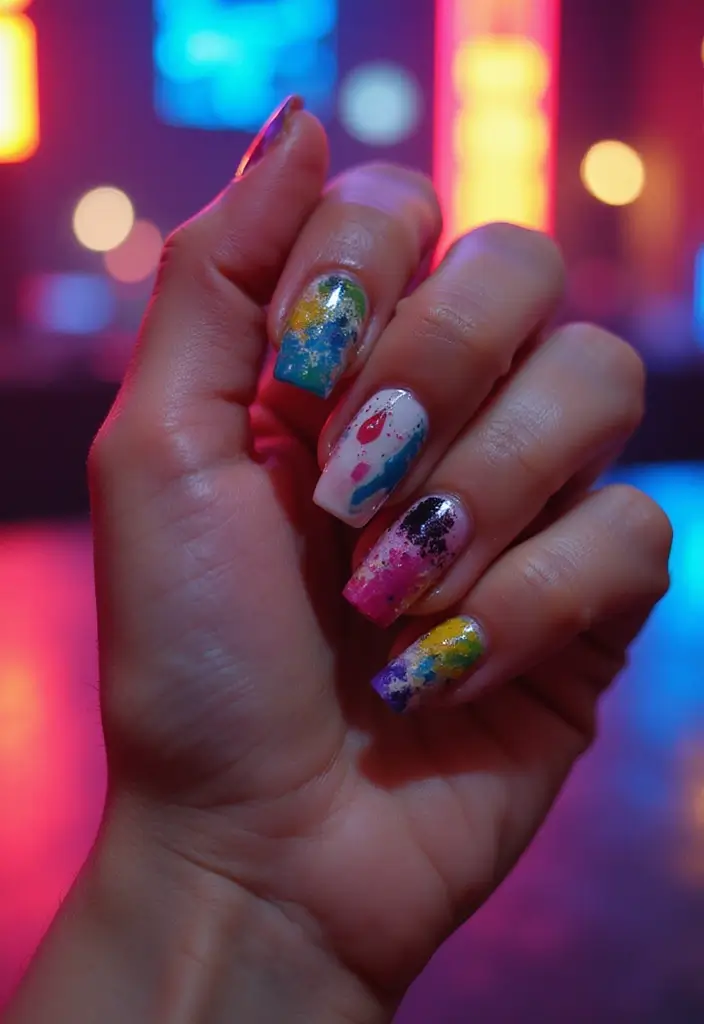 15 Diseños de Uñas de Discoteca que Te Dejarán Sin Aliento (¡No podrás elegir solo uno!) - 9. Artistic Brush Strokes