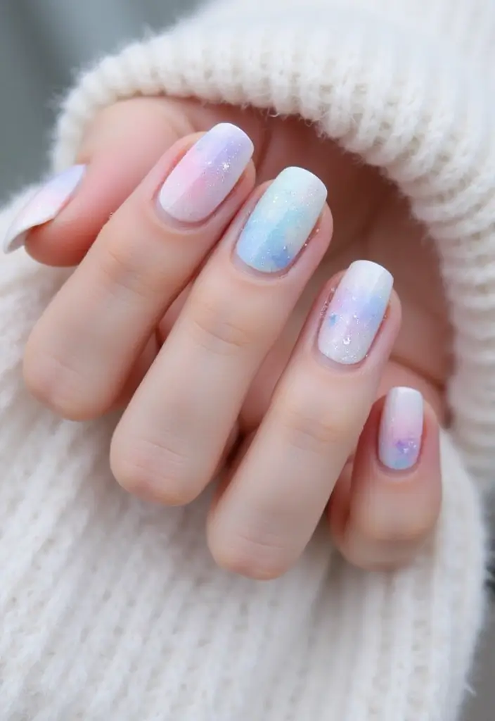 15 Impresionantes Diseños de Uñas para Invierno 2025 que No Puedes Perderte! - 11. Uñas de Efecto de Acuarela