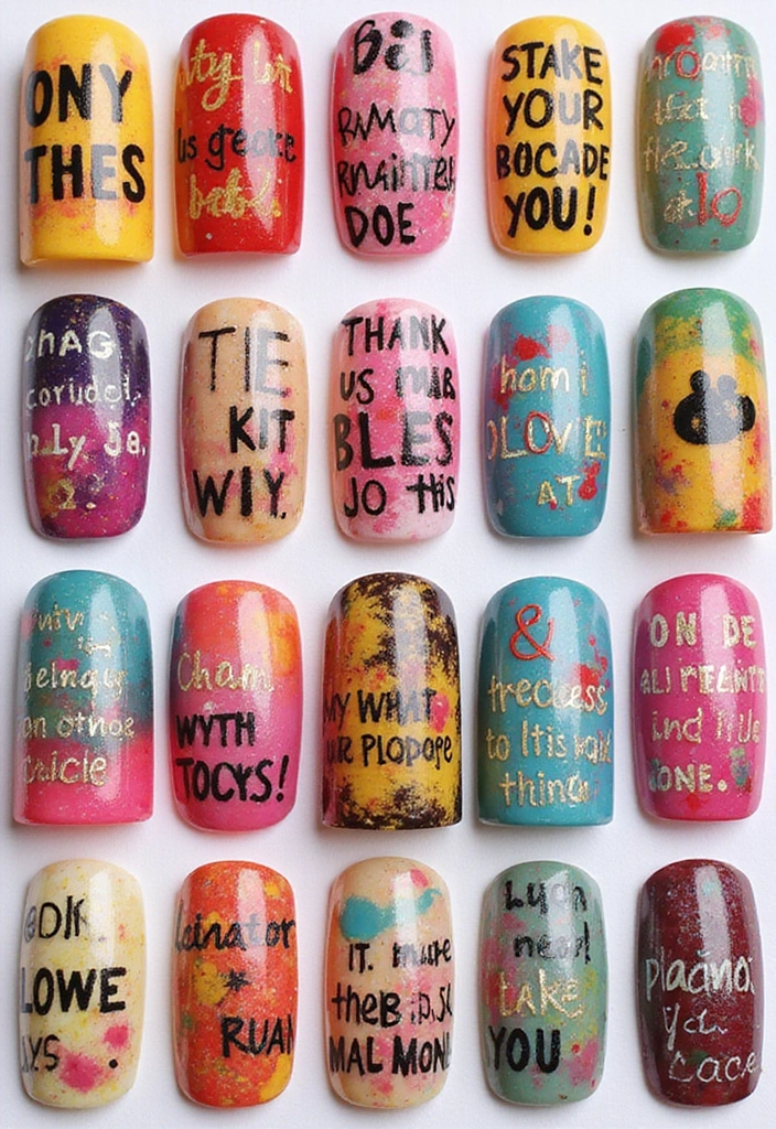 15 Impresionantes Diseños de Uñas para Invierno 2025 que No Puedes Perderte! - 12. Uñas con Letras y Palabras