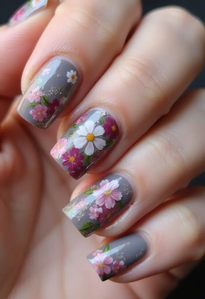15 Impresionantes Diseños de Uñas para Invierno 2025 que No Puedes Perderte! - 14. Uñas de Flores Invernales