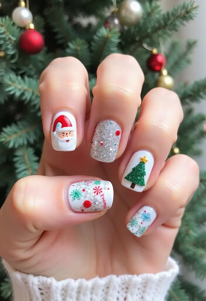 15 Impresionantes Diseños de Uñas para Invierno 2025 que No Puedes Perderte! - 5. Navidad en tus Uñas