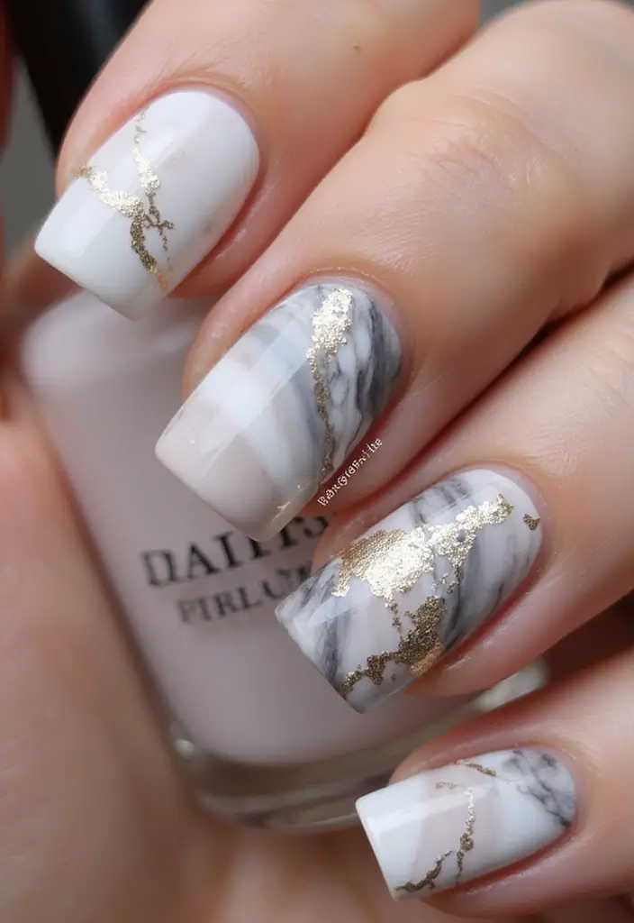 15 Impresionantes Diseños de Uñas para Invierno 2025 que No Puedes Perderte! - 6. Diseño de Mármol