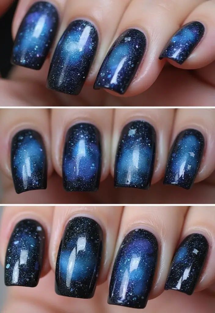15 Impresionantes Diseños de Uñas para Invierno 2025 que No Puedes Perderte! - 7. Estrellas y Galaxias
