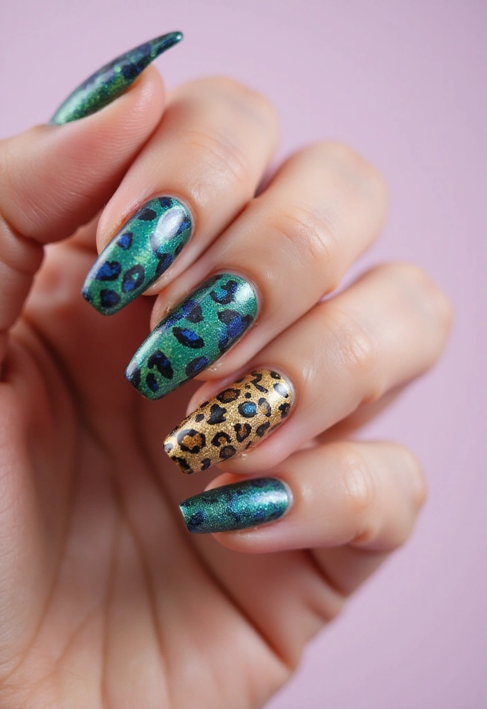 15 Iridescent Nail Designs That'll Make You Shine Like a Rainbow (You Won't Believe #8!) - 6. Shimmering Animal Print