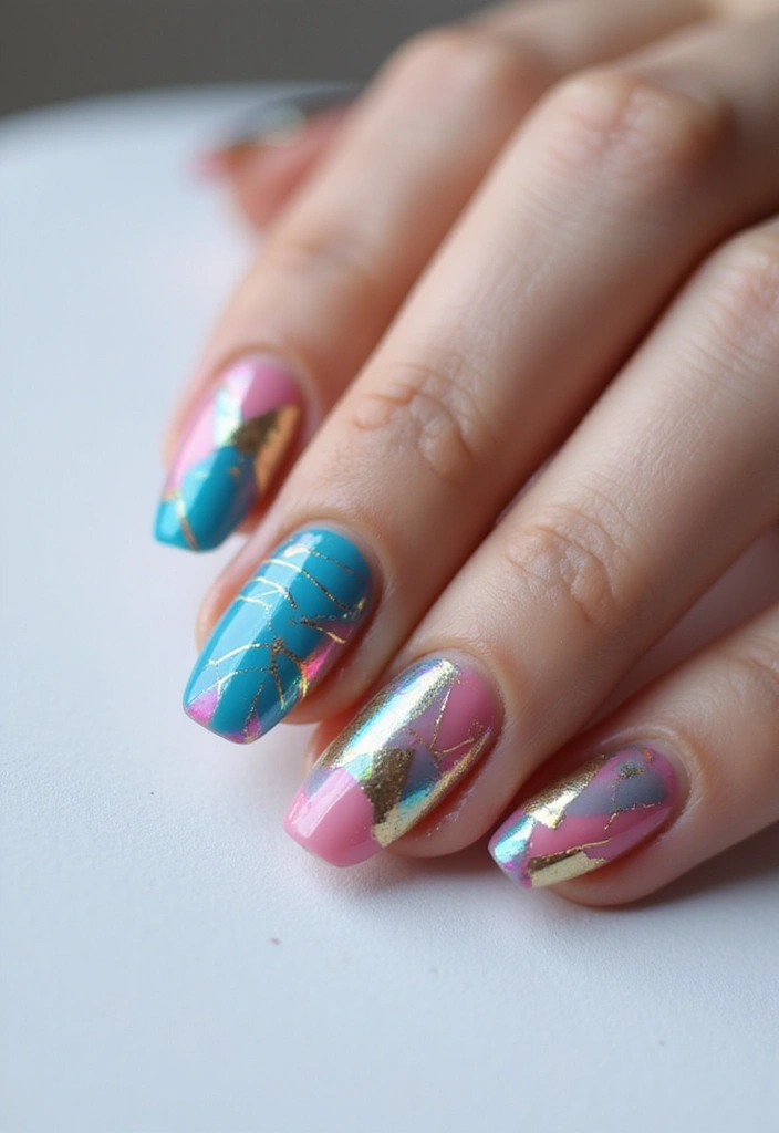 15 Iridescent Nail Designs That'll Make You Shine Like a Rainbow (You Won't Believe #8!) - 8. Geometric Iridescent Nail Art