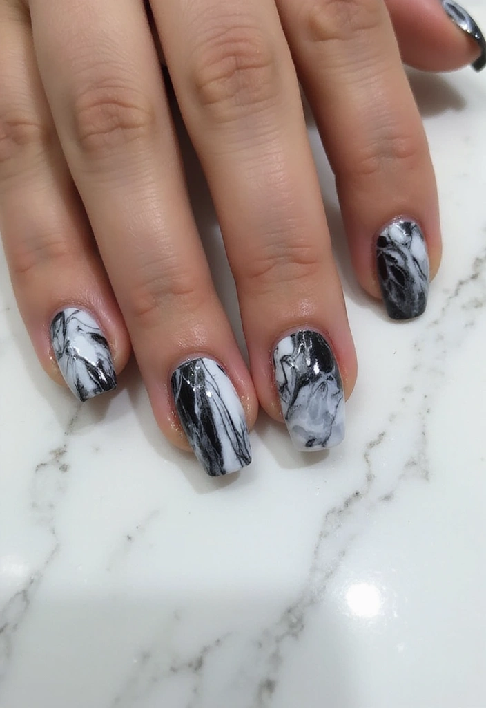 17 Tendencias de Uñas para Agosto 2025 que Debes Probar ¡Te Sorprenderán! - 10. Estilo Marble