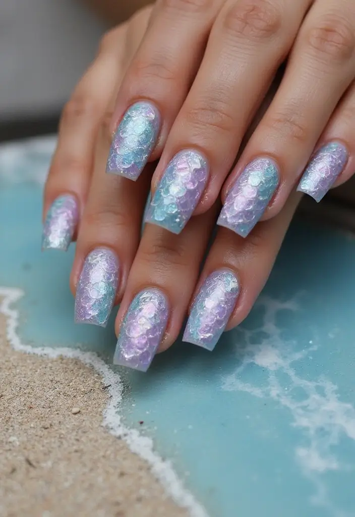 17 Tendencias de Uñas para Agosto 2025 que Debes Probar ¡Te Sorprenderán! - 12. Manos de Sirena