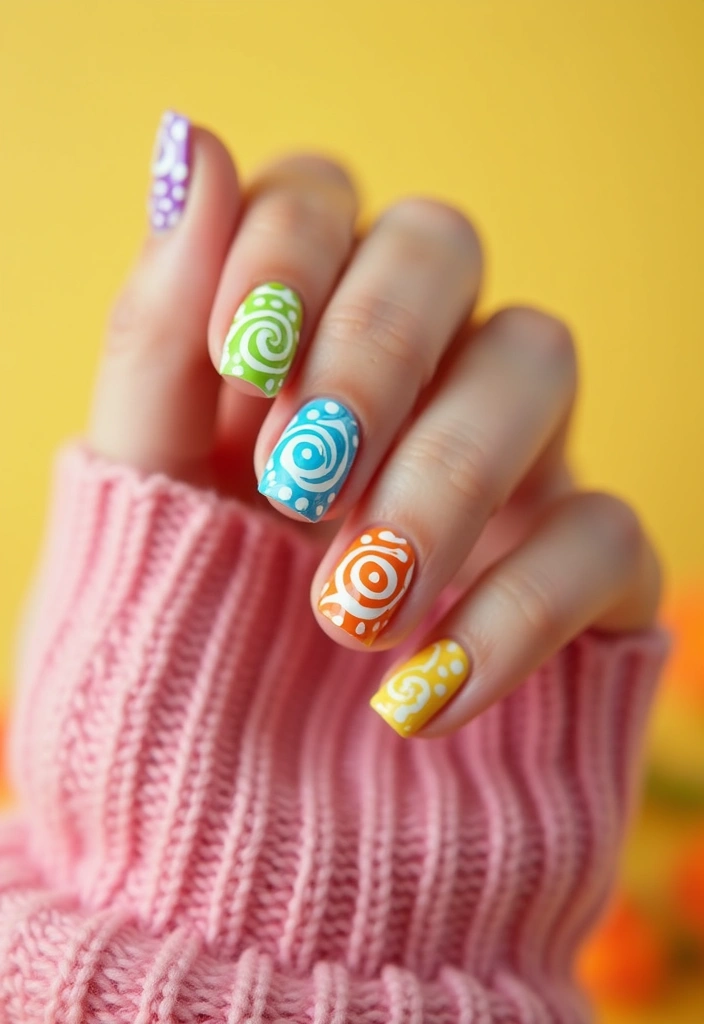 17 Tendencias de Uñas para Agosto 2025 que Debes Probar ¡Te Sorprenderán! - 15. Espirales Divertidas