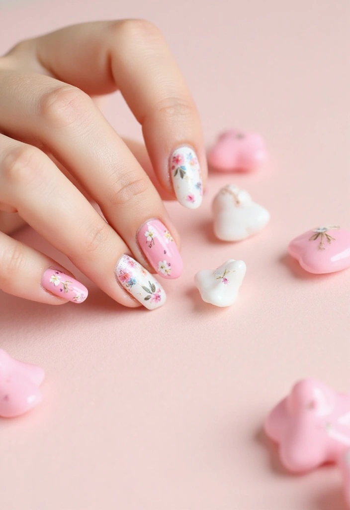 17 Tendencias de Uñas para Agosto 2025 que Debes Probar ¡Te Sorprenderán! - 6. Uñas con Flores Sutiles