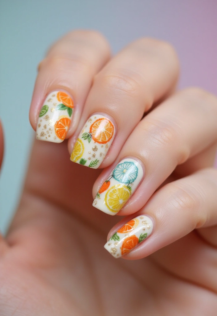 19 Citrus Nail Designs That Will Have You Feeling Fresh and Fabulous! - 13. Citrus Dreamcatcher