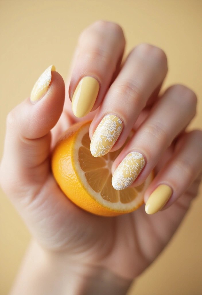19 Citrus Nail Designs That Will Have You Feeling Fresh and Fabulous! - 16. Delicate Citrus Lace