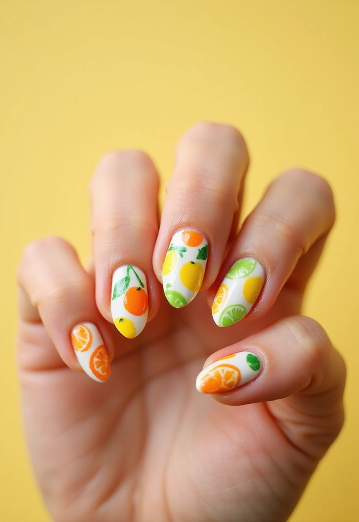 19 Citrus Nail Designs That Will Have You Feeling Fresh and Fabulous! - 4. Refreshing Citrus Fruits